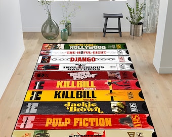 Nostalgic Retro Style Rug, Horror Movie Themed Rug, Horror Movie Rug, Movie Rug, Nostalgic Vhs Rug,Cinema Room Rug,Horror Rug,Movie Room Rug