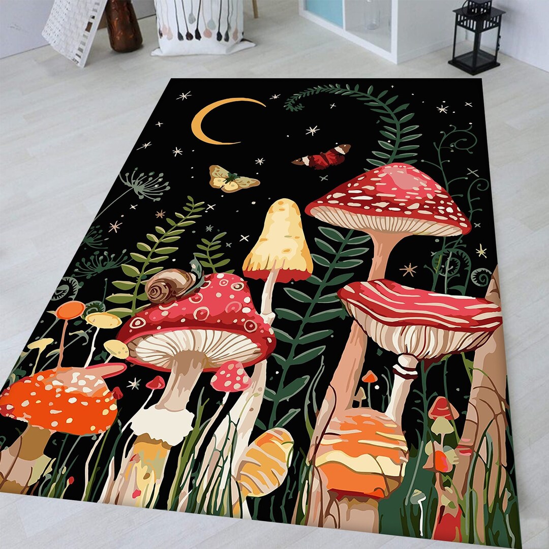 Mushroom, Mushroom Rug , Mushroom Pattern Rug, Minimalist Rug, for