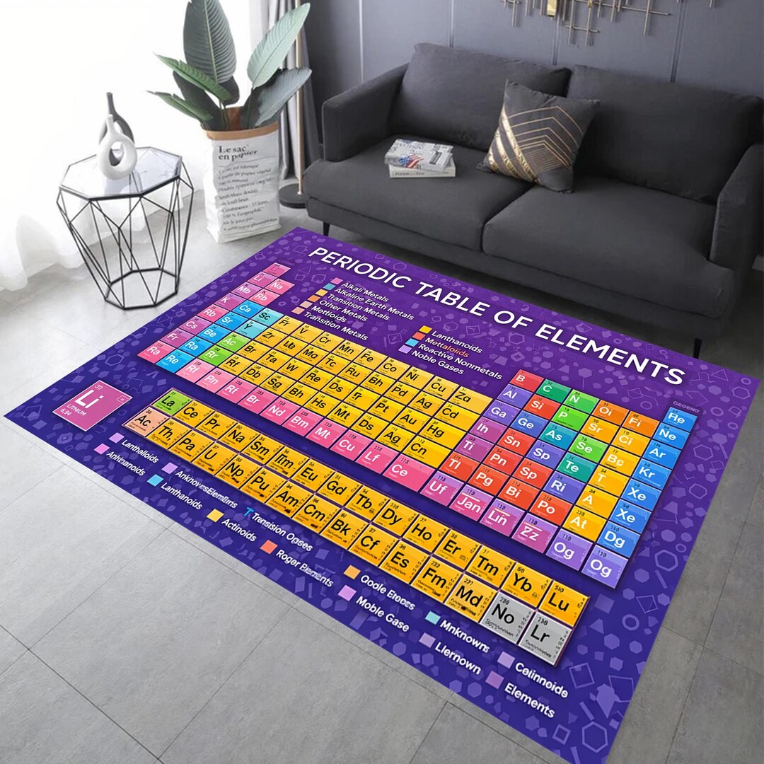 A Science Lab Rug Periodic Table Rug, Educational Science Classroom Decor, Machine ...