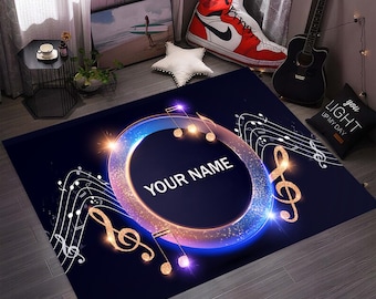 Treble Clef Music Notes Rug: Colorful Music Room Decor