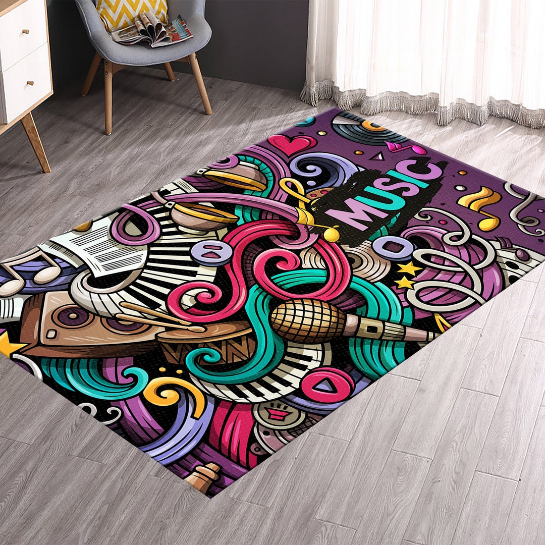 Music Rug, Musical Instrument Rug, Modern Design, Creative Rug, Modern