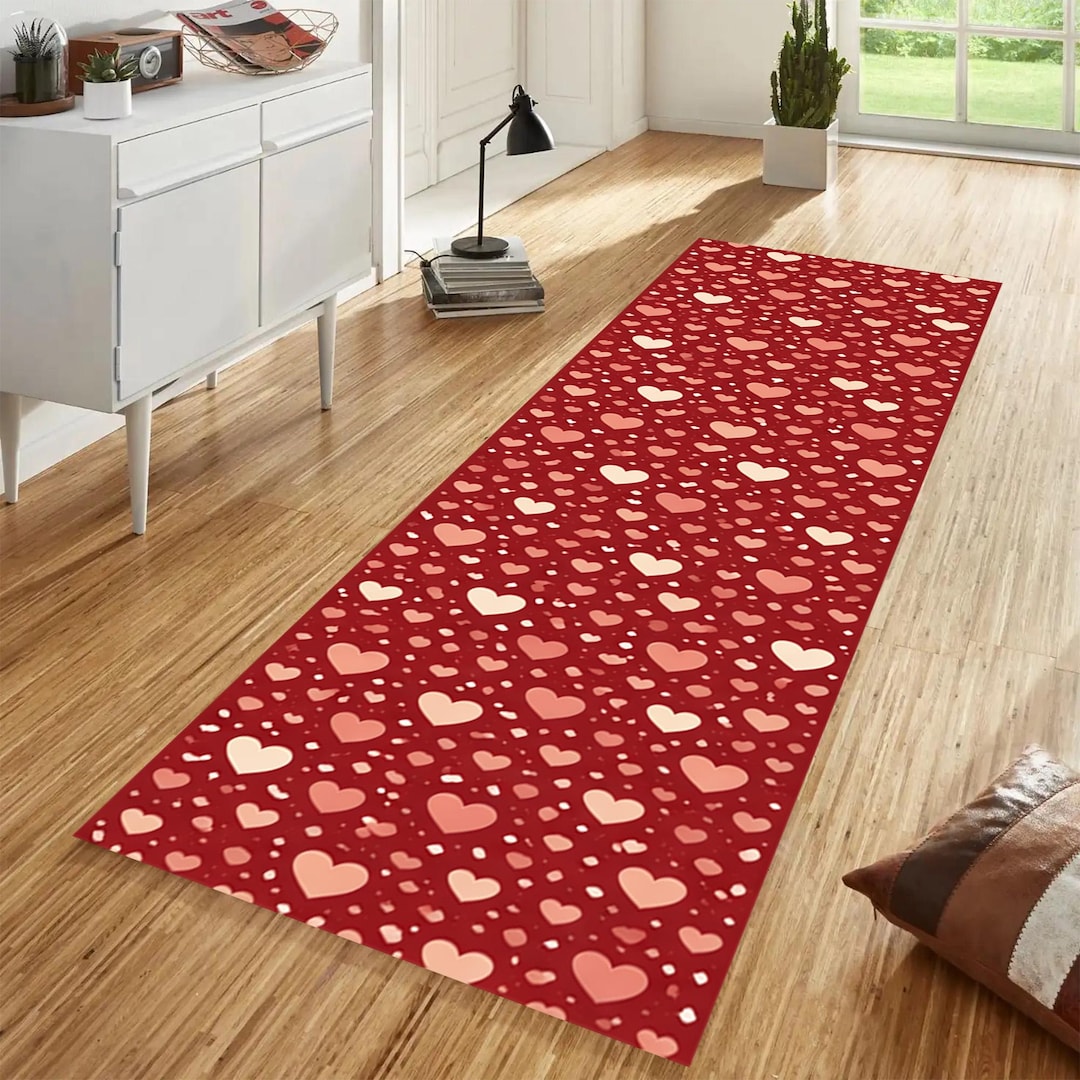 Square Heart Rug Heart Pattern Area Rug: Romantic Valentine's Day Decor - Etsy