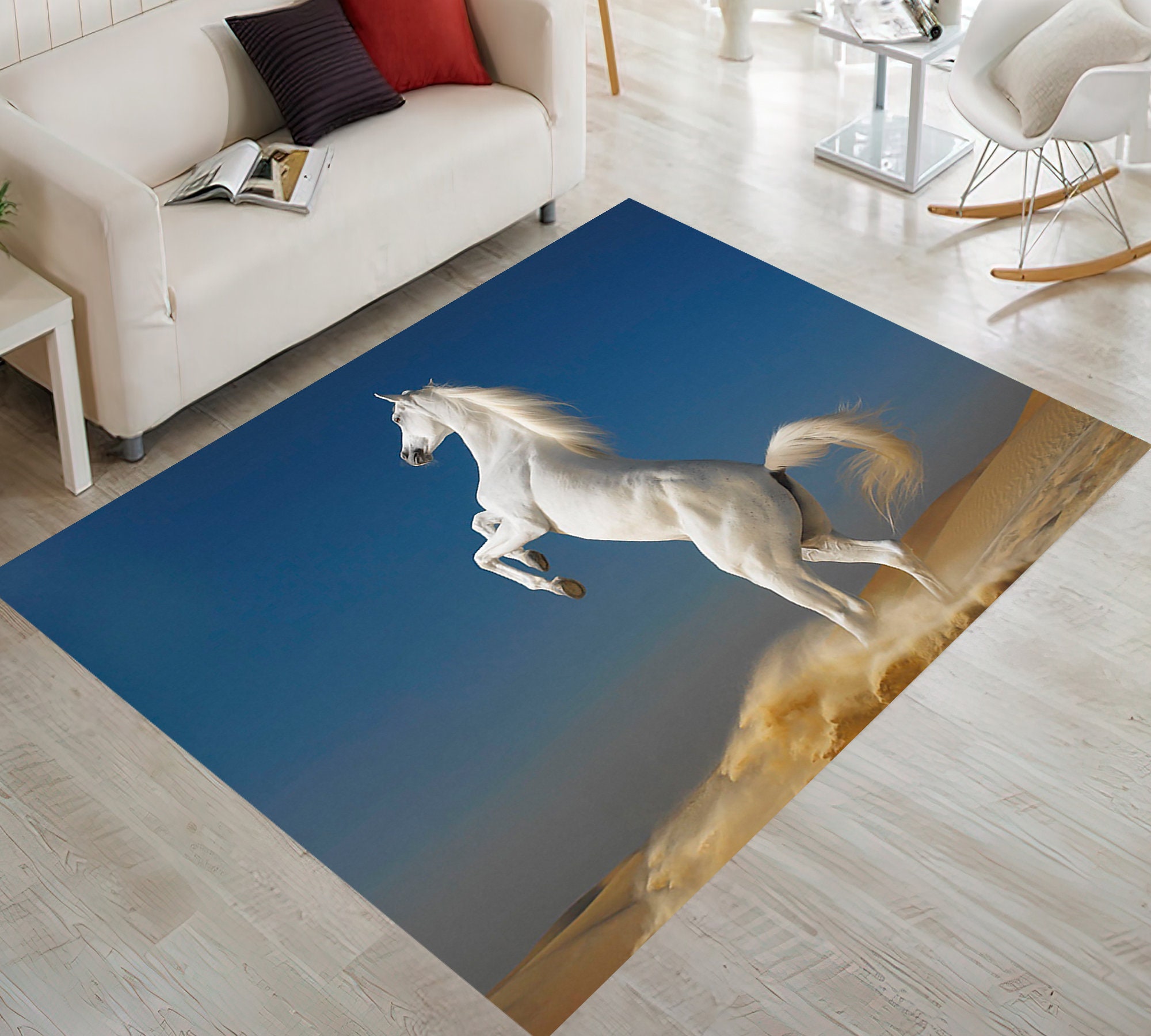 White Horse Rug Horse Rug Brown Horse Rug Home Decor Etsy