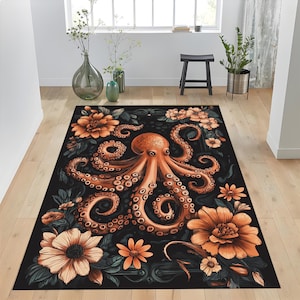 Octopus Rug, Octopus Decor Rug, Octopus Pattern Rug, Animals Rug, Octopus Design, Animal Decor Rug, Octopus Area Rug, Sea Rug, Ocean Rug