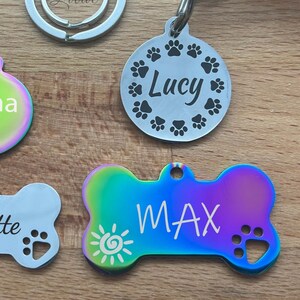 Laser Engraved Puppy Name Tag, Personalized Dog Id Tag, Dog Paw Id Tag, Collar Bone Shape Id Tag, The Chance of finding a Lost Dog by ID Tag