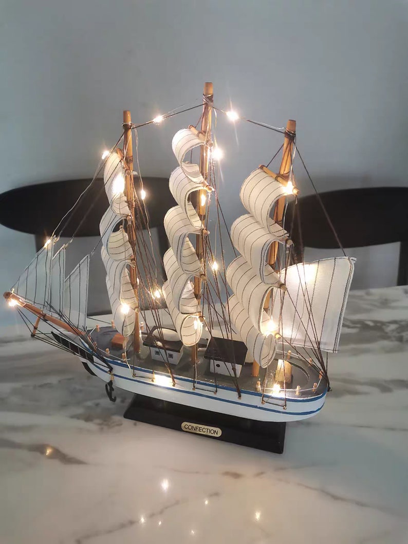 12 Inch Wooden Sailing Sailboat Model Office Living Room Etsy Australia