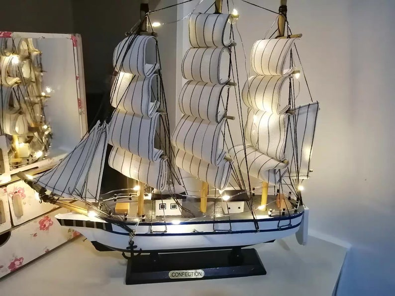 12 Inch Wooden Sailing Sailboat Model Office Living Room Etsy Australia