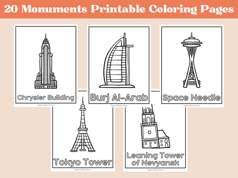MONUMENTS Coloring Pages GEOGRAPHY Coloring Pages Relaxing - Etsy