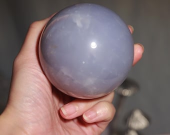 80mm Opaque Sky Blue Rose Quartz Sphere with starlight silky asterism flash