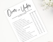 Over or Under Bridal Shower Game: Minimalist Template (Digital Download)