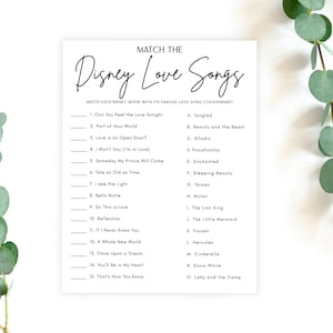 Match the Love Songs Bridal Shower Game: Minimalist Design (Editable Template)