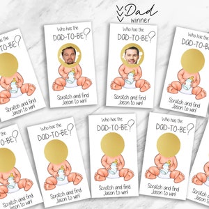 Baby Shower Games, Who has the dad, Find the dad, Baby shower game, Find the dad scratch off game, Scratch off baby shower game BA050423