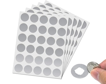 Silver 1″ Round Scratch Off Stickers Labels Sheet of 5 DIY Games Invitations Gender Reveal Grossesse Annonces Promotions commerciales AD746