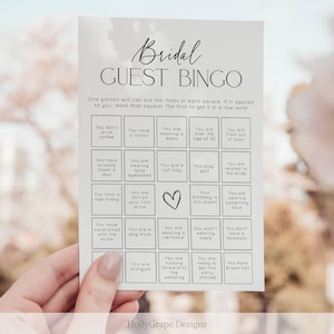 Guest Bingo Bridal Shower Game, Bridal Shower Games, PRINTED + SHIPPED, Bridal Guest Bingo Shower Game Card, Wedding Shower, Printed, Unique image 8