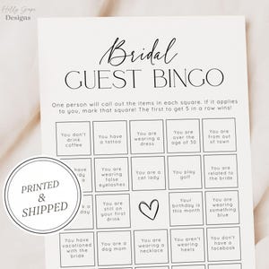 Jeu de bingo pour la douche nuptiale, jeux de douche nuptiale, imprimé + expédié, carte de jeu de bingo pour la douche nuptiale, shower de mariage, imprimé, unique
