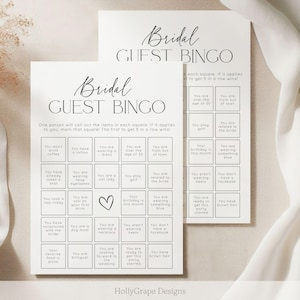 Guest Bingo Bridal Shower Game, Bridal Shower Games, PRINTED + SHIPPED, Bridal Guest Bingo Shower Game Card, Wedding Shower, Printed, Unique image 9