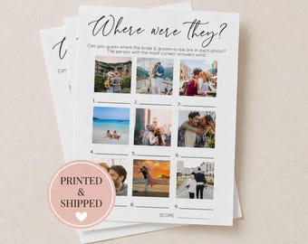 Where were they? Bridal Shower Game, Bridal Shower Games, PRINTED + SHIPPED, Bridal Guess where they were, Wedding Shower, Printed