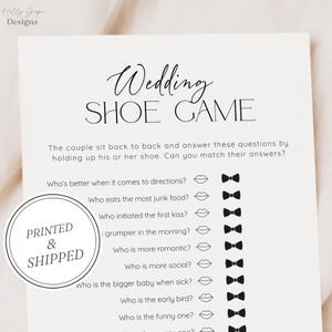 Jeu de chaussures de mariage nuptiale de douche, jeux de douche nuptiale, imprimés + expédiés, cartes de jeu nuptiales de douche de chaussures de mariage, shower de mariage, imprimé