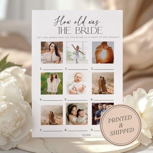 How Old Was the Bride and Groom Bridal Shower Game, Bridal Shower Games, PRINTED + SHIPPED, Bridal Guess the Age, Wedding Shower, Printed