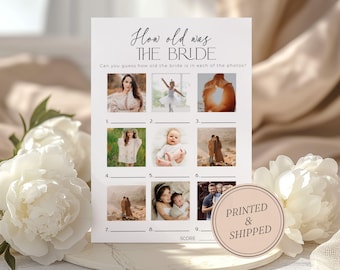 How Old Was the Bride and Groom Bridal Shower Game, Bridal Shower Games, PRINTED + SHIPPED, Bridal Guess the Age, Wedding Shower, Printed