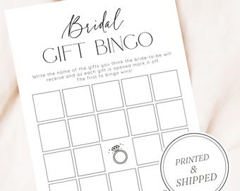Gift Bingo Bridal Shower Game, Bridal Shower Games, PRINTED + SHIPPED, Bridal Gift Bingo Shower Game Cards, Wedding Shower, Printed, Unique