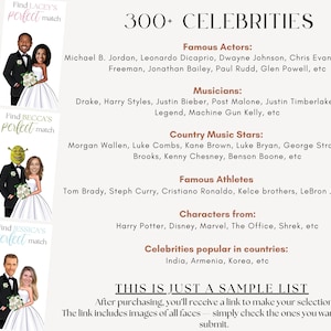 Bridal Shower Games, PRINTED Personalized Celebrity Who Has the Groom Scratch Off Game, Perfect Match ™ image 6