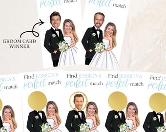 Bridal Shower Games, PRINTED Personalized Celebrity Who Has the Groom Scratch Off Game, Perfect Match ™