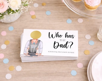 Baby Shower Games, Who Has the Dad Scratch Off, Baby Daddy Shower Game, Find the Dad, Funny Baby Shower Game, Baby Shower Activity, Printed
