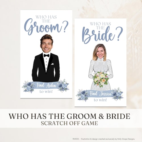 Personalized Bridal Shower Scratch Off Game - Who Has the Bride and Who Has the Groom