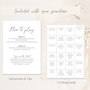 Guest Bingo Bridal Shower Game, Bridal Shower Games, PRINTED + SHIPPED, Bridal Guest Bingo Shower Game Card, Wedding Shower, Printed, Unique image 4