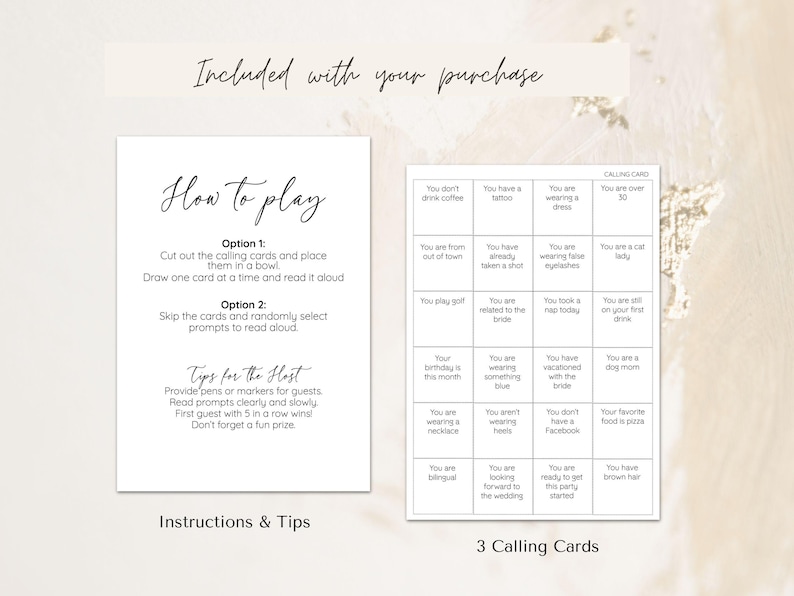 Guest Bingo Bridal Shower Game, Bridal Shower Games, PRINTED + SHIPPED, Bridal Guest Bingo Shower Game Card, Wedding Shower, Printed, Unique image 4