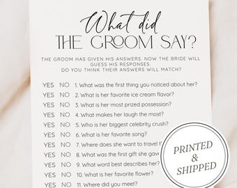 Bridal Shower Games, What did the groom say, Bridal Shower, Bachelorette Games, Bridal, Bachelorette Party Games, Printed Bridal Shower Game