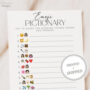 Jeu de douche nuptiale Emoji Pictionary, jeux de douche nuptiale, imprimés + expédiés, cartes de jeu de douche nuptiale Emoji Pictionary, douche de mariage