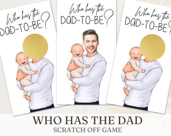 Personalized 'Who Has the Dad' Scratch Off Game, Baby Shower