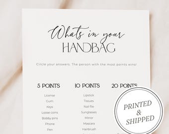 Bridal Shower Games, Whats in your handbag, Bridal Shower, Bachelorette Games, Bridal, Bachelorette Party Games, Printed Bridal Shower Game