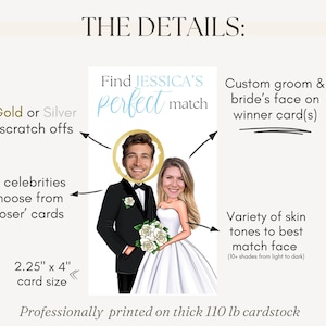 Bridal Shower Games, PRINTED Personalized Celebrity Who Has the Groom Scratch Off Game, Perfect Match ™ image 4