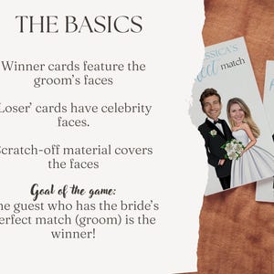 Bridal Shower Games, PRINTED Personalized Celebrity Who Has the Groom Scratch Off Game, Perfect Match ™ image 3