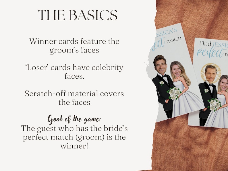 Bridal Shower Games, PRINTED Personalized Celebrity Who Has the Groom Scratch Off Game, Perfect Match ™ image 3