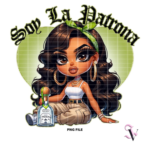 Soy La Patrona Chicana Chola Chibi Style Old School Chola Latina Shirt PNG for DTF, Iron On Print, Sublimation | Digital Download