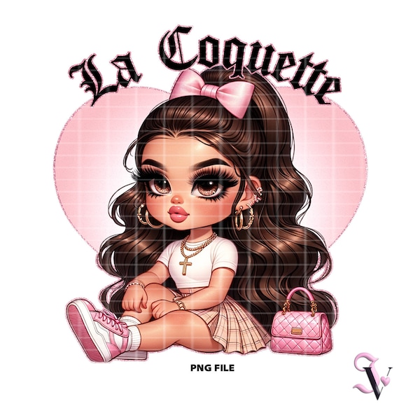 La Coquette Chicana Coquette Pink Bow Soft Girl Aesthetic Latina Shirt PNG for DTF, Iron On Print, Sublimation | Digital Download