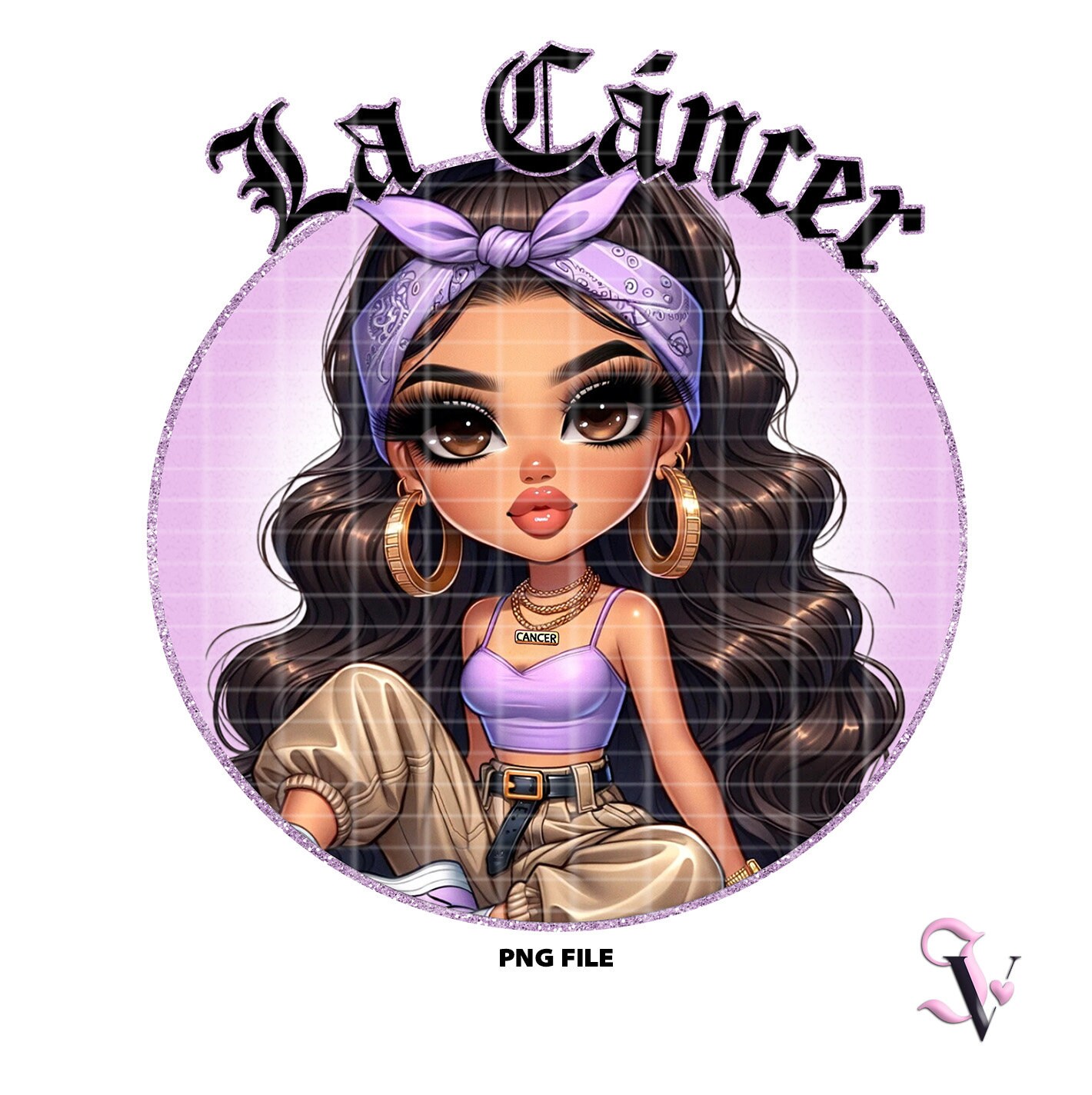 La Cancer Chicana Chola Zodiac Chibi Style Latina Shirt PNG for DTF ...