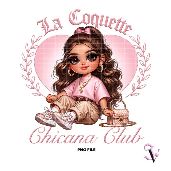 La Coquette Chicana Club Pink Bow Soft Girl Aesthetic Latina Shirt PNG for DTF, Iron On Print, Sublimation | Digital Download