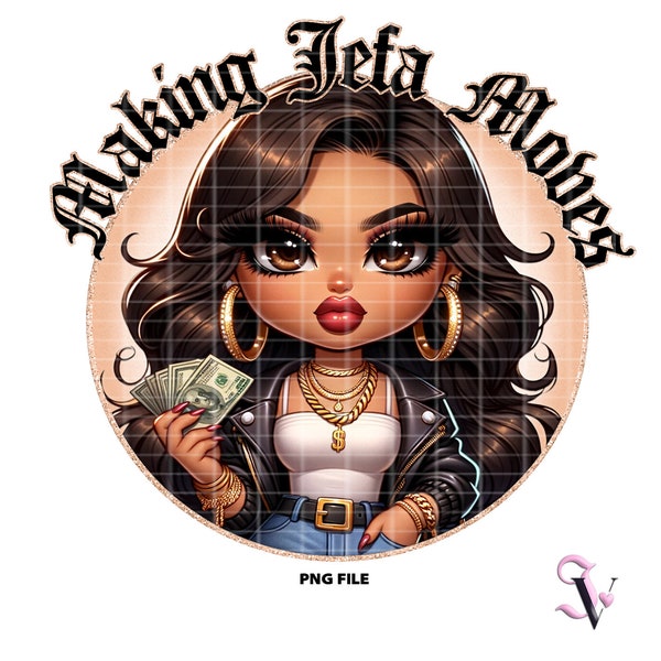 Making Jefa Moves Chicana Chola Chibi Style Old School Chola Latina Shirt PNG for DTF, Iron On Print, Sublimation | Digital Download