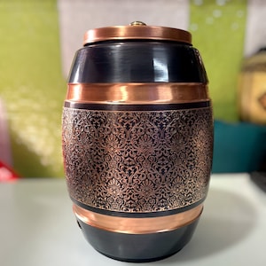 Handmade indian Design Pure Copper Water Dispenser Matka Pot,Water Container,Copper Thermoses Drink ware,Brown Matka Vessel Copper