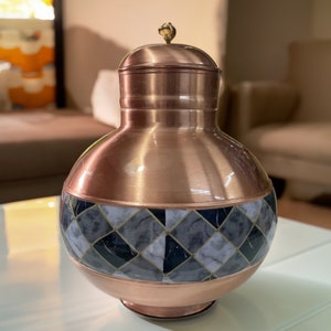 Handmade 8L Pure Copper Water Dispenser Hand Hammered Indian Copper Home Studio Office Water Dispenser Jug,Copper and Ayurvedic Benefits