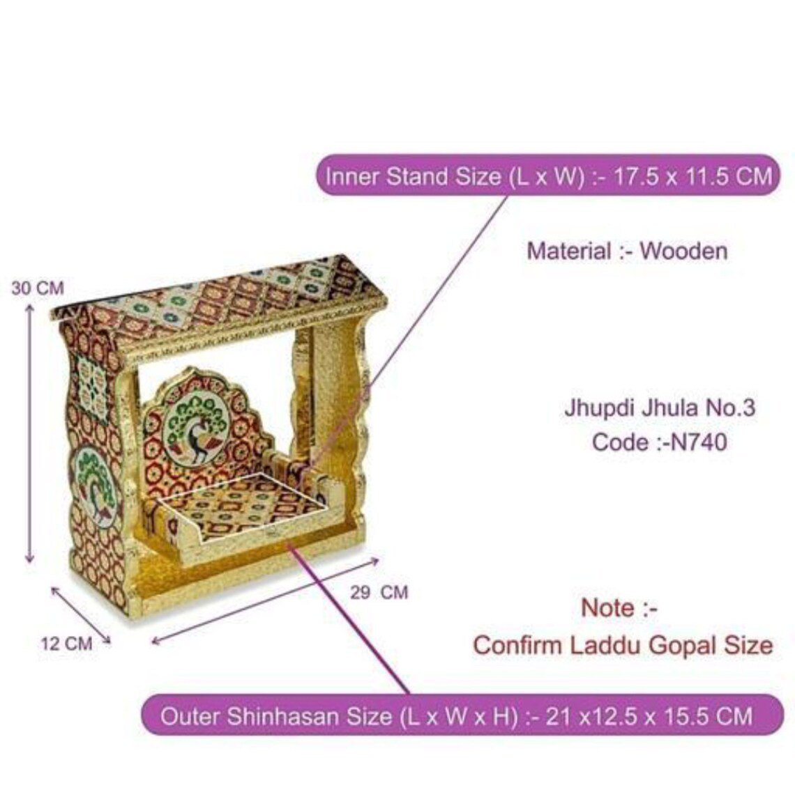 Beautifu Minakari Work Krishna Jhula With Kalash Design / Laddu Gopal ...