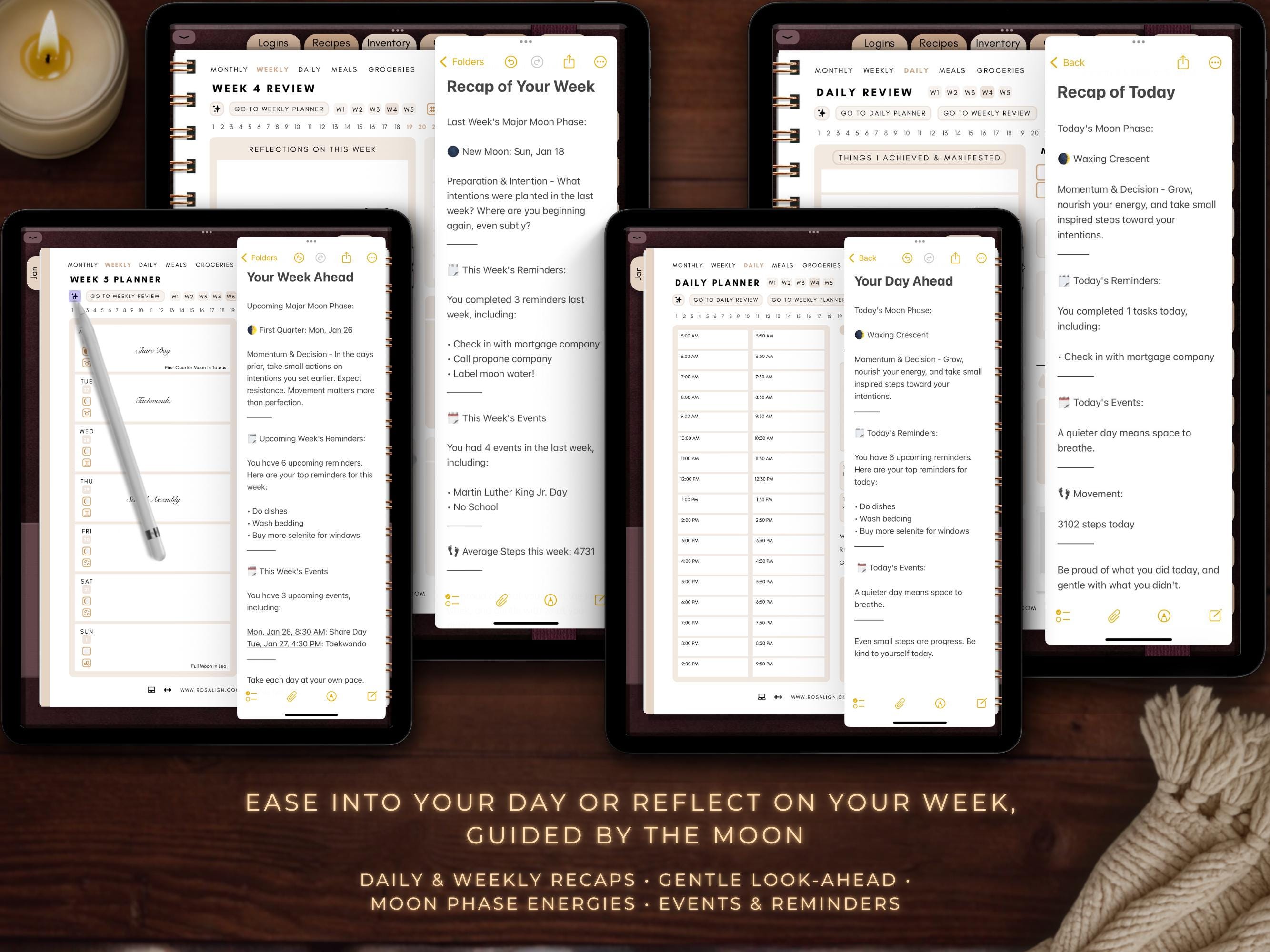 2026 Witchy iPad Ios Digital Planner for Goodnotes | Tarot, Moon Phases ...