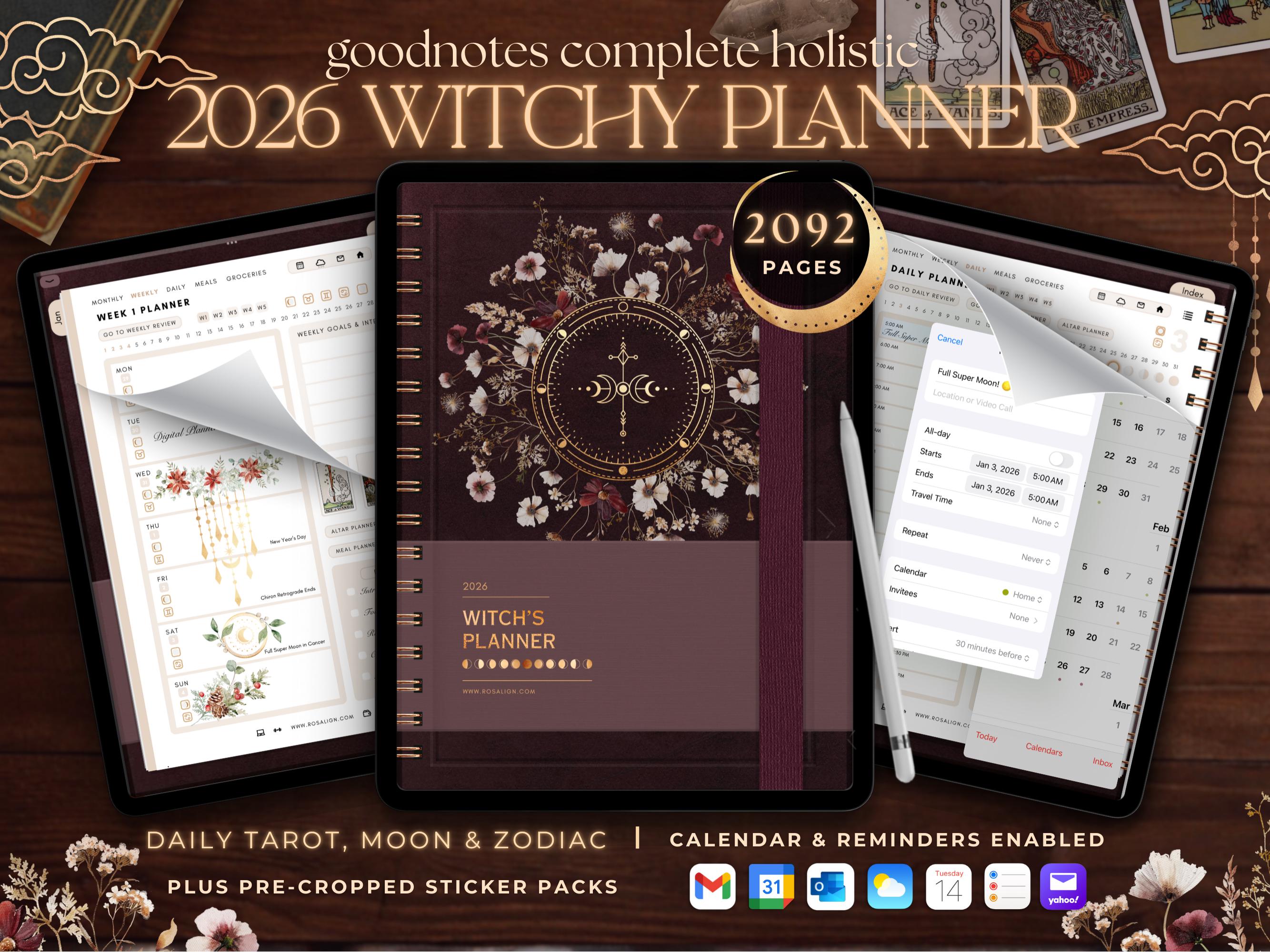 2026 Witchy iPad Ios Digital Planner for Goodnotes | Tarot, Moon Phases ...