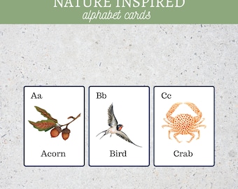 Alphabet Cards|Nature Study|Flash Cards|Nature Inspired|Homeschool Nature Study|ABC Cards|Montessori Materials Printable|Pre-School Cards