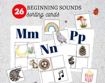 ABC Flash Cards|Phonics printable activity|Alphabet matching preschool|A-Z Nature Printable|Montessori printable|Letter matching pictures|
